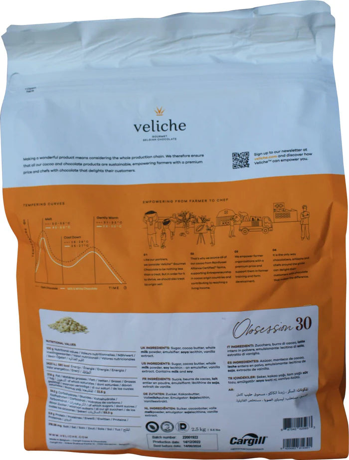Online Wholesaler of Veliche Obsession 30 - White Chocolate Callets - 30% - Canadian Distribution