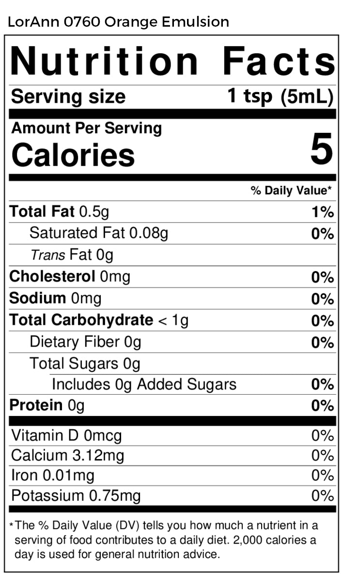 Orange (Natural) Bakery Emulsion - 4 oz. - 16 oz. - 1 Gallon - 5 Gallons - Bakery Emulsions Canada
