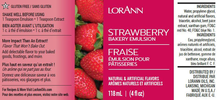 Émulsion de boulangerie aux fraises - 16 oz. - 1 gallon - 5 gallons