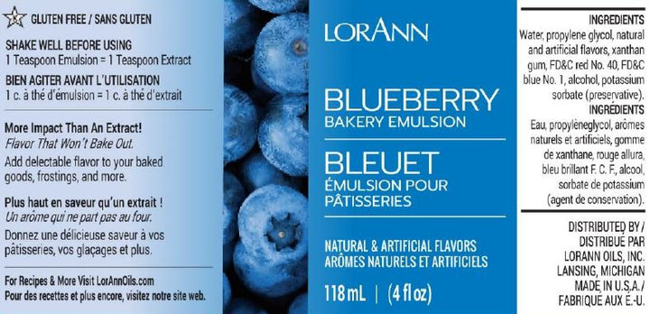 Émulsion de boulangerie aux bleuets - 16 oz, 1 gallon, 5 gallons