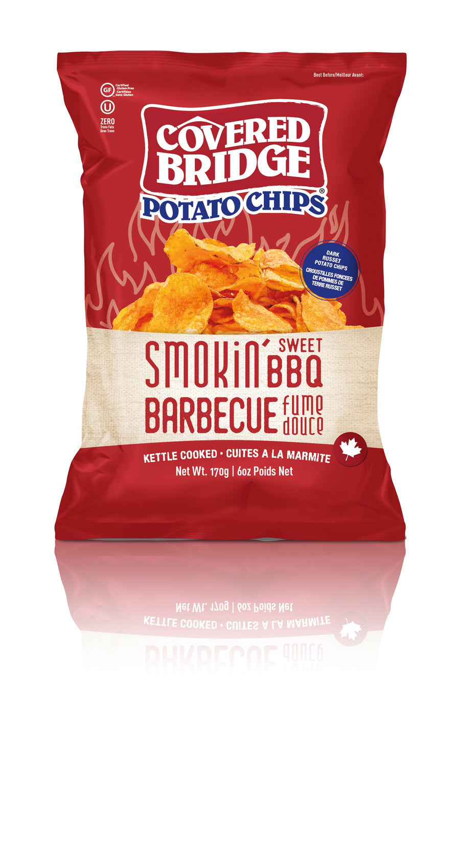 Covered Bridge Chips – Smokin' Sweet BBQ – Gluten Free, Kosher, Kettle Cooked with Dark Russet Potatoes – Made in Canada