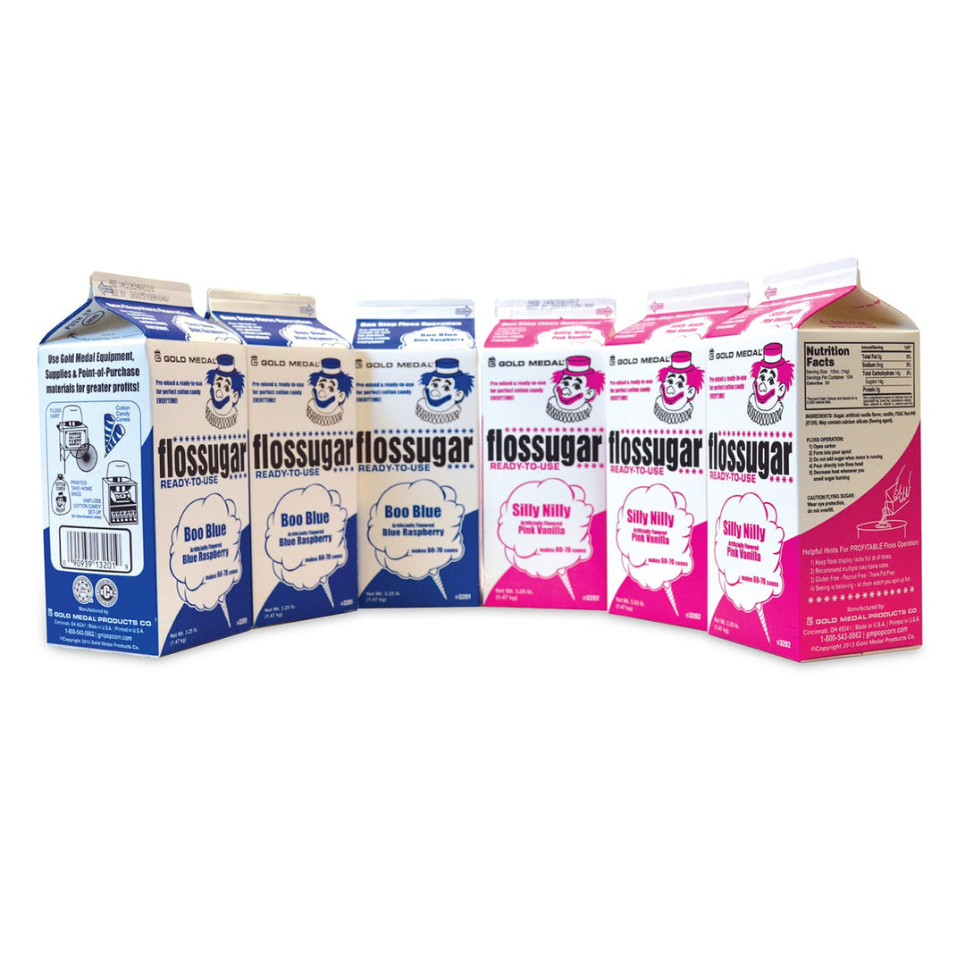 Boo Blue/Silly Nilly Cotton Candy Flossugar Combo Pack  | Cotton Candy Supplies Canada | 6 x 3.25lbs per case