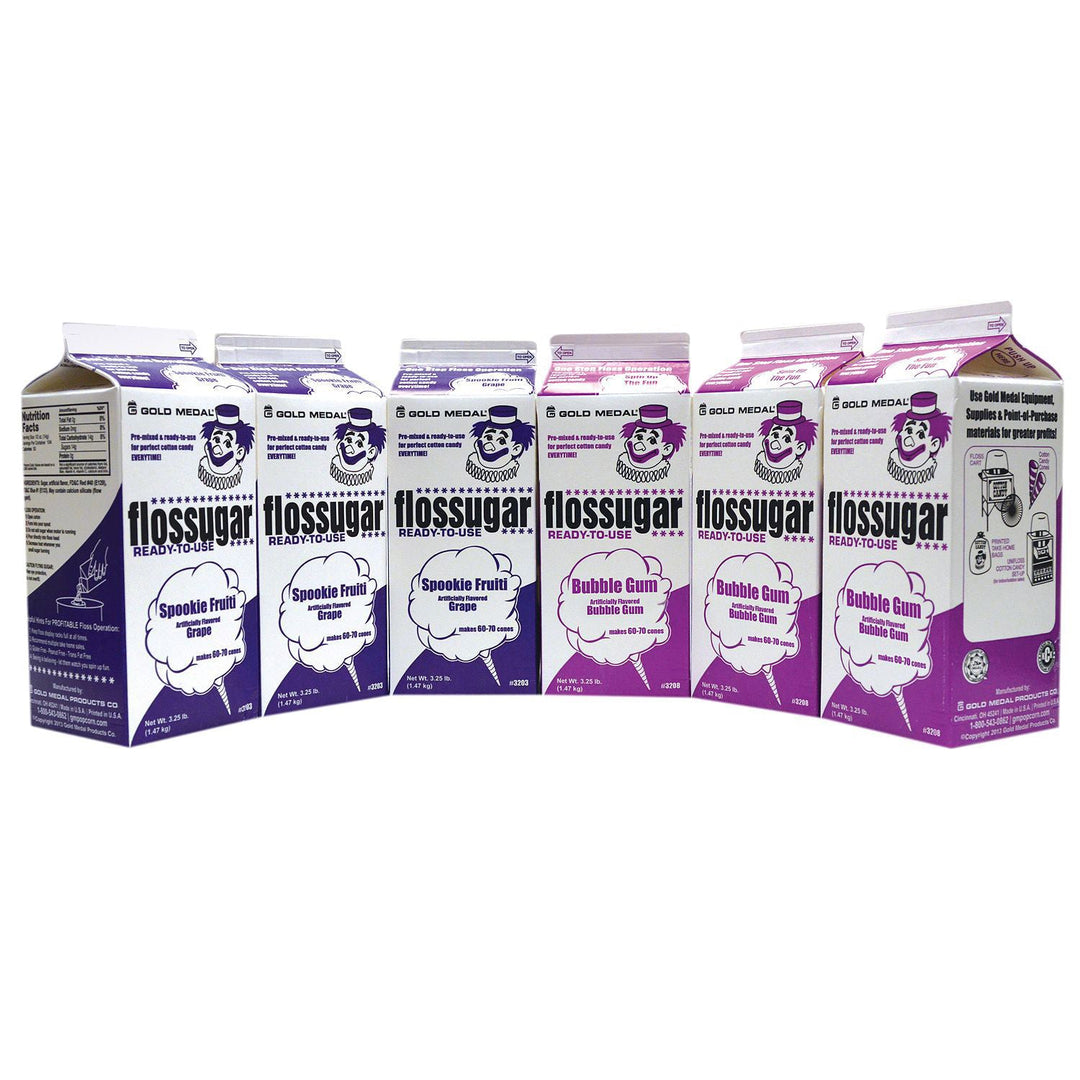 Bubble Gum/Grape Cotton Candy Flossugar Combo Pack  | Cotton Candy Supplies Canada | 6 x 3.25lbs per case