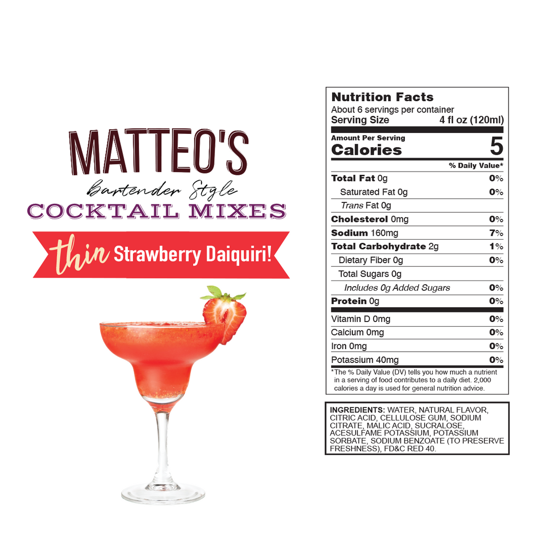 Nutrition facts of Sugar Free Cocktail Mixes - Strawberry Daiquiri