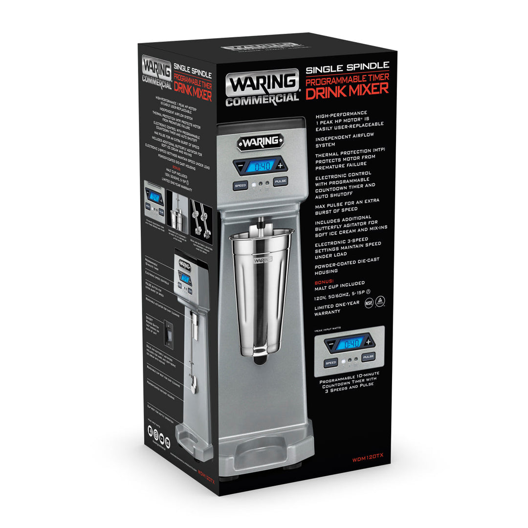 WDM120TX Mélangeur de boissons robuste à broche unique avec minuterie et fonctionnement mains libres par Waring Commercial