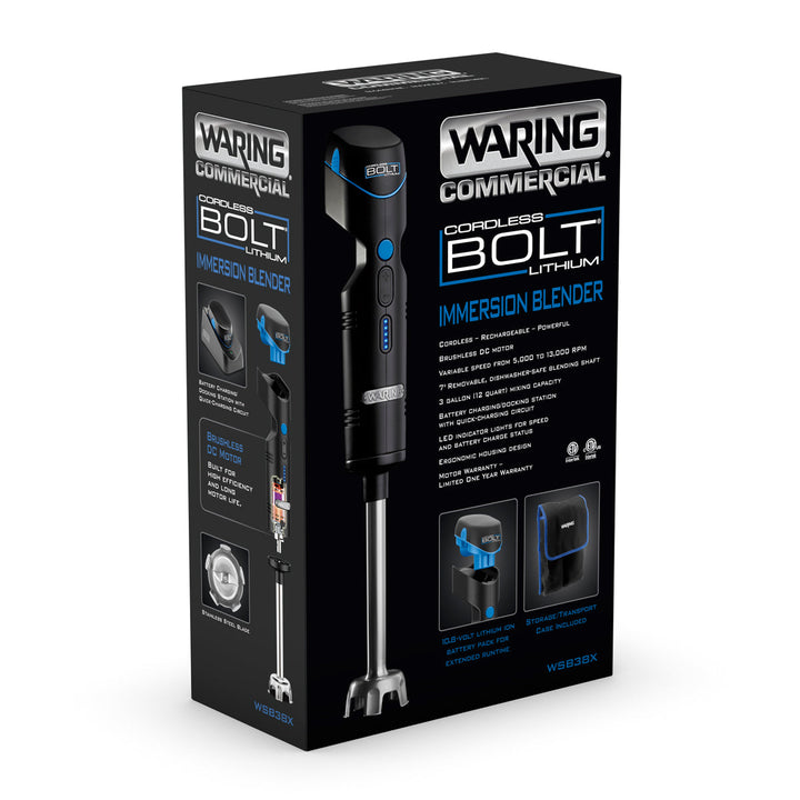 WSB38X2 - "The Bolt" 7" Cordless Lithium Immersion Blender by Waring Commercial