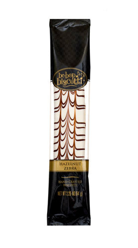 Hazelnut Zebra - Case of 5 x 12 Individually Wrapped 2.25 oz Biscotti (60 Biscotties per case)