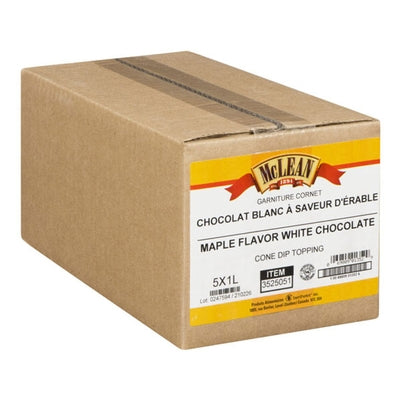 Enrobage pour cône de chocolat blanc à saveur d'érable (caisse = 5 sacs de 1 L) par McLean Canada