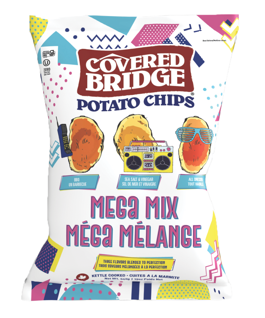 Covered Bridge Chips – Mega Mix – Gluten Free, Kosher, Kettle Cooked with Dark Russet Potatoes – Made in Canada