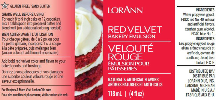 Émulsion de boulangerie Red Velvet - 16 oz. - 1 gallon - 5 gallons