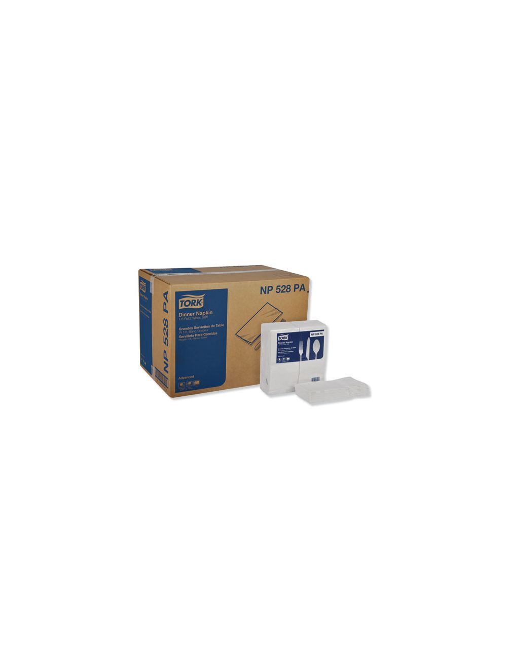 Serviettes de table Tork® Advanced, 2 épaisseurs, 15 po x 17 po, pli 1/8, blanc - 2 800 unités/caisse