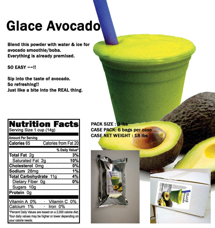 Avocat 4 en 1 Mélange pour Bubble Tea, Smoothies, Lattes et Frappes, 3 lbs. Sac (caisse 6 x 3 livres. Sacs) - Fabriqué aux États-Unis