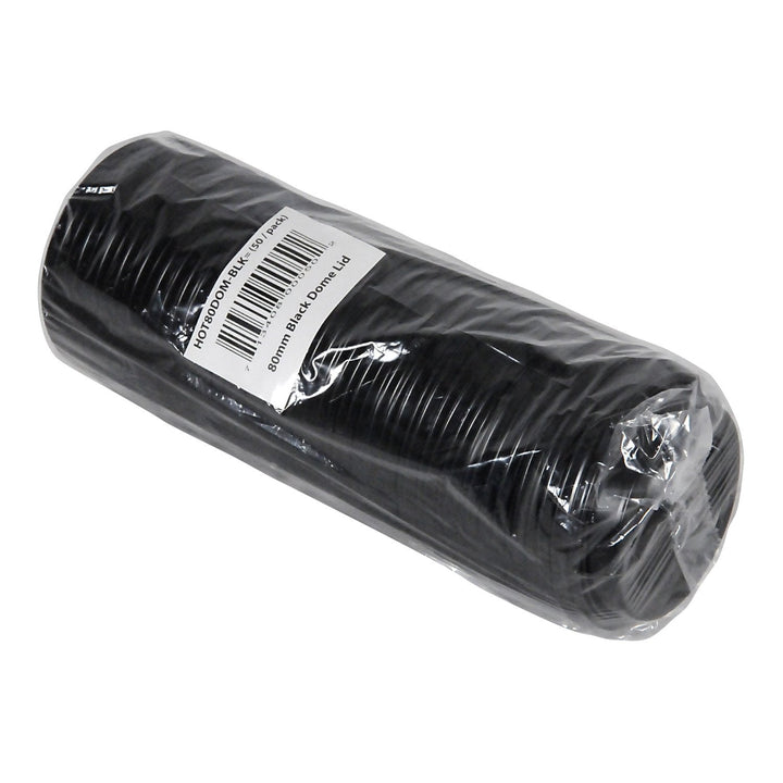 COUVERCLE CHAUD à dôme noir de 80 mm pour gobelets chauds de 8 oz. 1000 couvercles