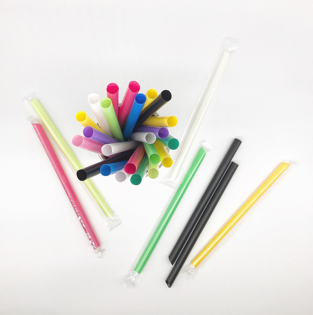 Large Jumbo Bubble Tea Boba Plastic Straws, Individual Wrapped Bubble Tea Straws - 3500