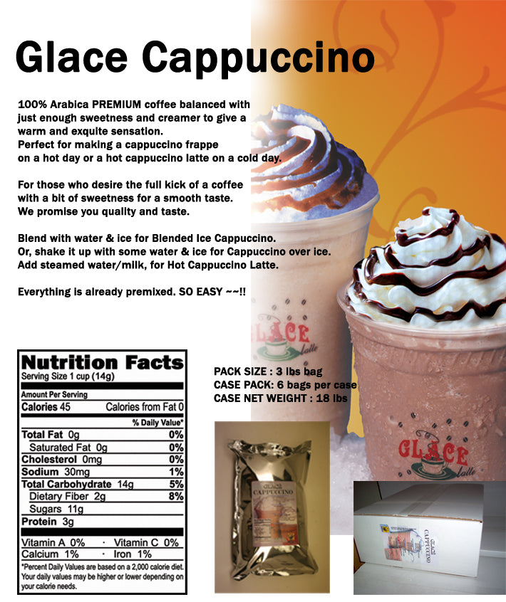 Cappuccino (Cappuccino glacé, Cappuccino glacé, Café glacé) 4 en 1 Bubble Tea / Mélange Latte et Frappe