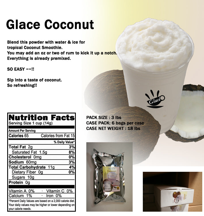 Mélange 4 en 1 à la noix de coco pour Bubble Tea, Smoothies, Lattes et Frappes, 3 lbs. Sac (caisse 6 x 3 livres. Sacs) - Fabriqué aux États-Unis