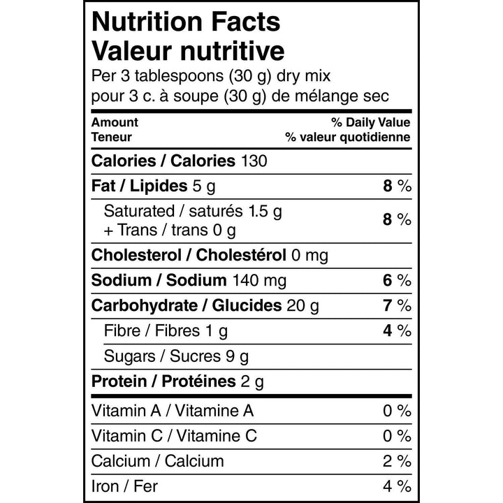 Oatmeal Cookie Mix - Quaker - (12 x 900 Grams) - Canada - Nutritional Facts