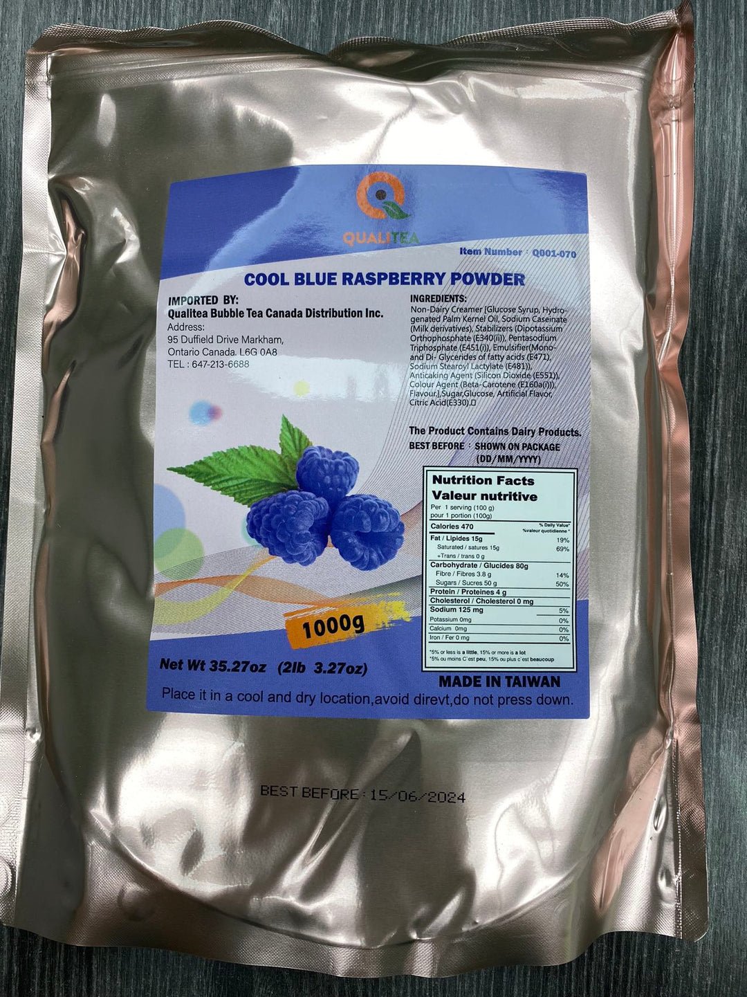 Cool Blue Raspberry Bubble Tea, Smoothie, Frappe Mix (1kg Bag)