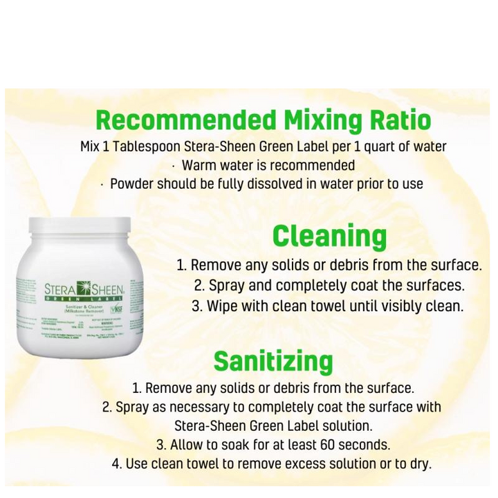 Stera Sheen Green Label Mixing Ratio and Usage Instructions