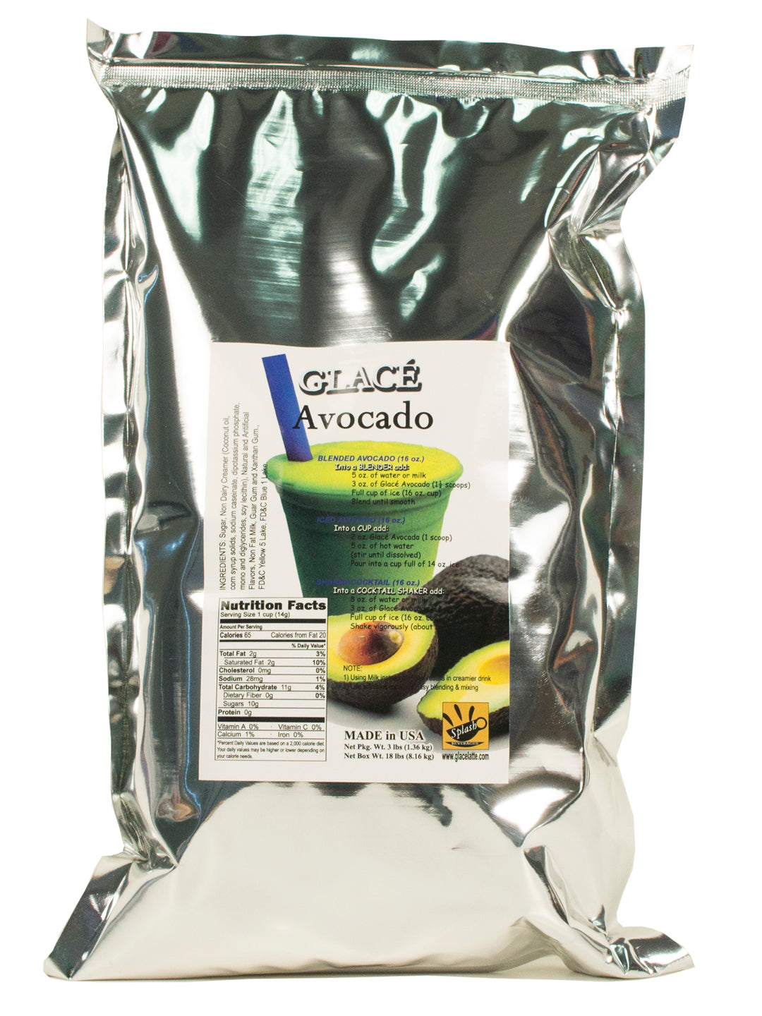 Avocat 4 en 1 Mélange pour Bubble Tea, Smoothies, Lattes et Frappes, 3 lbs. Sac (caisse 6 x 3 livres. Sacs) - Fabriqué aux États-Unis