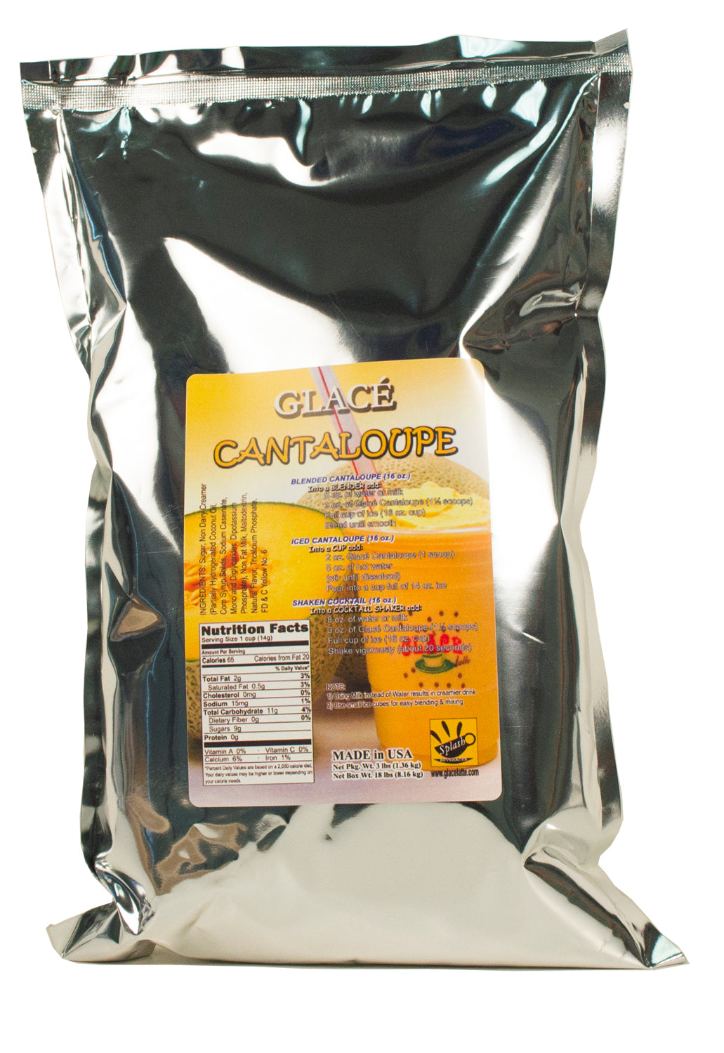 Cantaloupe 4 in 1 Mix for Bubble Tea, Smoothies, Lattes and Frappes, 3 lbs. Bag (Case 6 x 3 lbs. Bags) - Made in the USA