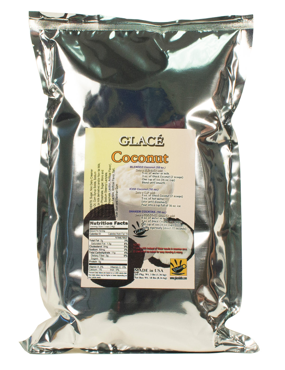Mélange 4 en 1 à la noix de coco pour Bubble Tea, Smoothies, Lattes et Frappes, 3 lbs. Sac (caisse 6 x 3 livres. Sacs) - Fabriqué aux États-Unis