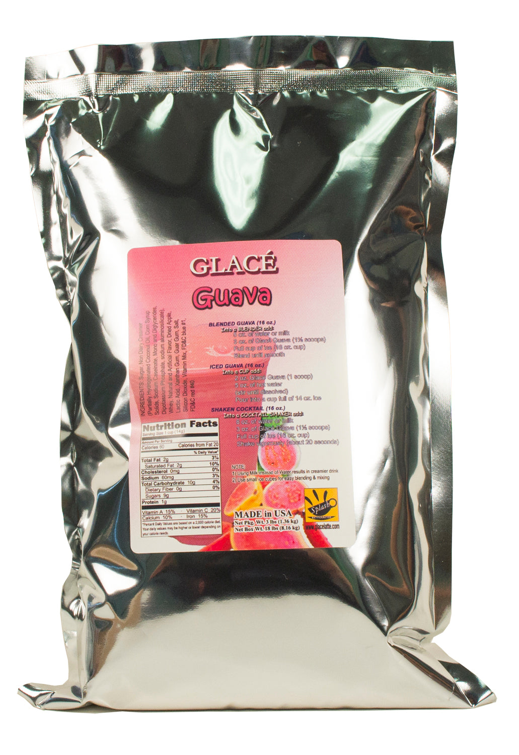 Guava 4 in 1 Mix for Bubble Tea, Smoothies, Lattes and Frappes, 3 lbs. Bag (Case 6 x 3 lbs. Bags) - Made in the USA