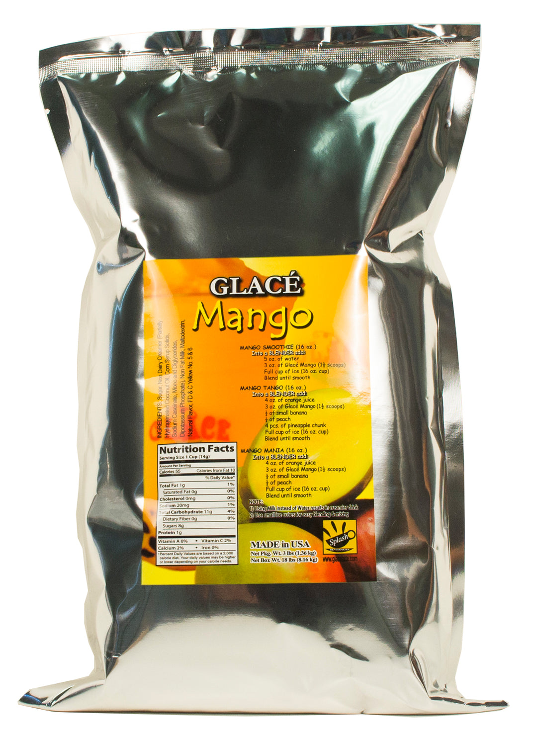 Mango 4 in 1 Mix for Bubble Tea, Smoothies, Lattes and Frappes, 3 lbs. Bag (Case 6 x 3 lbs. Bags) - Made in the USA