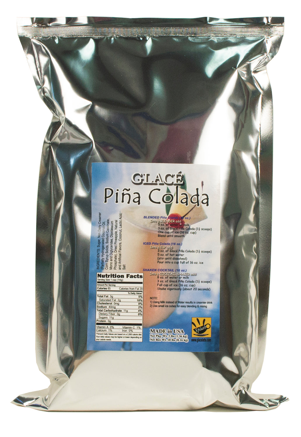 Pina Colada Mélange 4 en 1 pour Bubble Tea, Smoothies, Lattes et Frappes, 3 lbs. Sac (caisse 6 x 3 livres. Sacs) - Fabriqué aux États-Unis