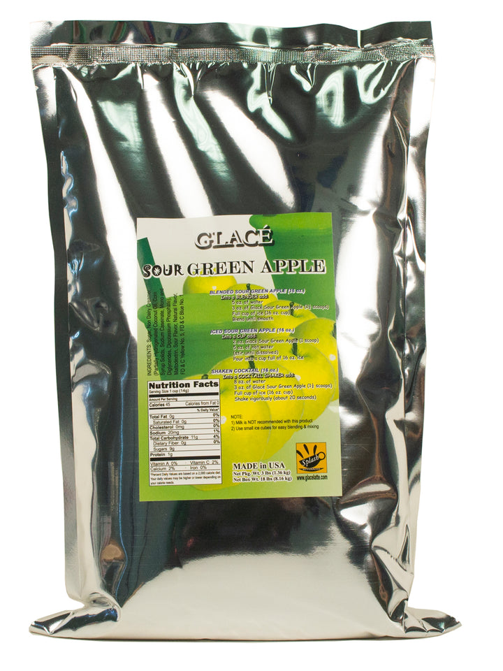 Sour Green Apple Mélange 4 en 1 pour Bubble Tea, Smoothies, Lattes et Frappes, 3 lbs. Sac (caisse 6 x 3 livres. Sacs) - Fabriqué aux États-Unis