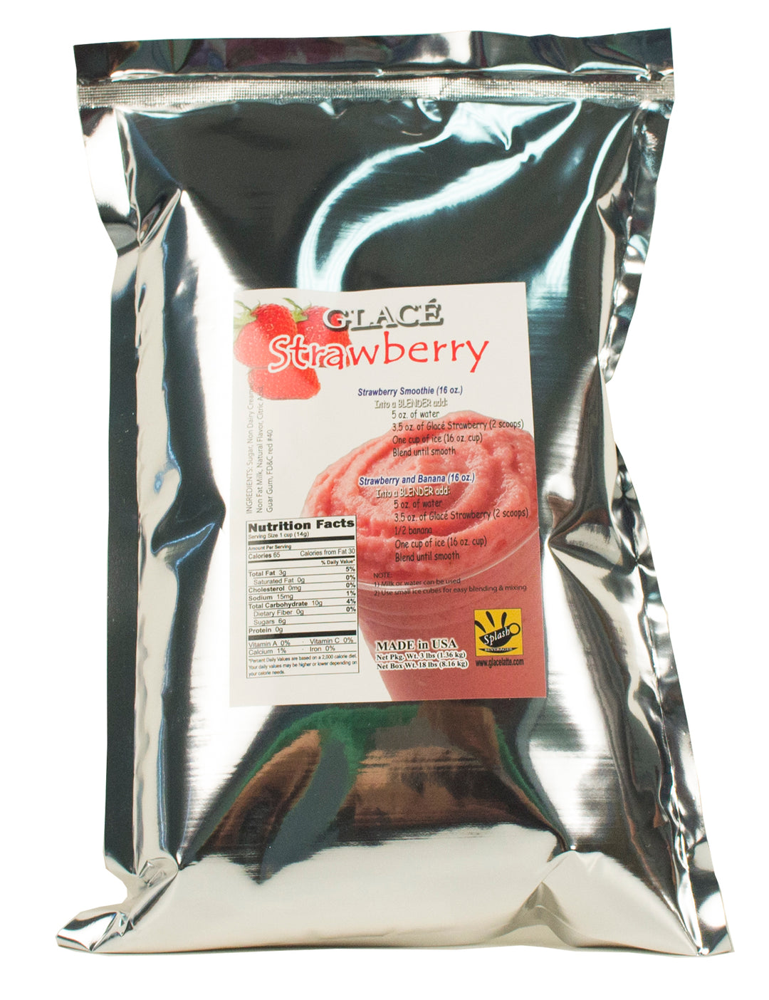 Fraise 4 en 1 Mix pour Bubble Tea, Smoothies, Lattes et Frappes, 3 livres. Sac (caisse 6 x 3 livres. Sacs) - Fabriqué aux États-Unis