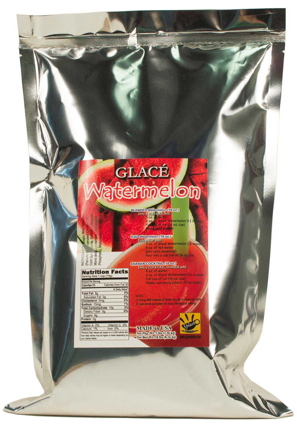 Melon d'eau 4 en 1 Mix pour Bubble Tea, Smoothies, Lattes et Frappes, 3 livres. Sac (caisse 6 x 3 livres. Sacs) - Fabriqué aux États-Unis