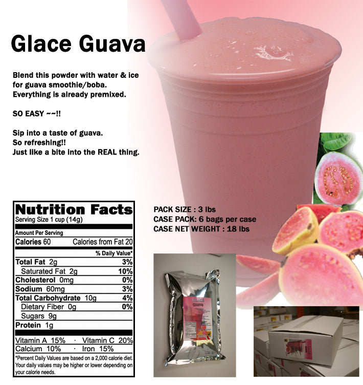 Goyave Mélange 4 en 1 pour Bubble Tea, Smoothies, Lattes et Frappes, 3 lbs. Sac (caisse 6 x 3 livres. Sacs) - Fabriqué aux États-Unis