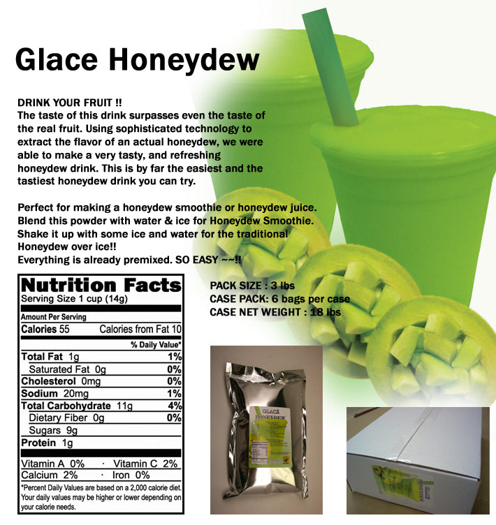 Honeydew 4 in 1 Mix for Bubble Tea, Smoothies, Lattes and Frappes, 3 lbs. Bag (Case 6 x 3 lbs. Bags) - Made in the USA