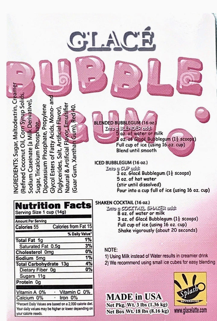 Bubblegum 4 en 1 Bubble Tea / Mélange Latte et Frappe
