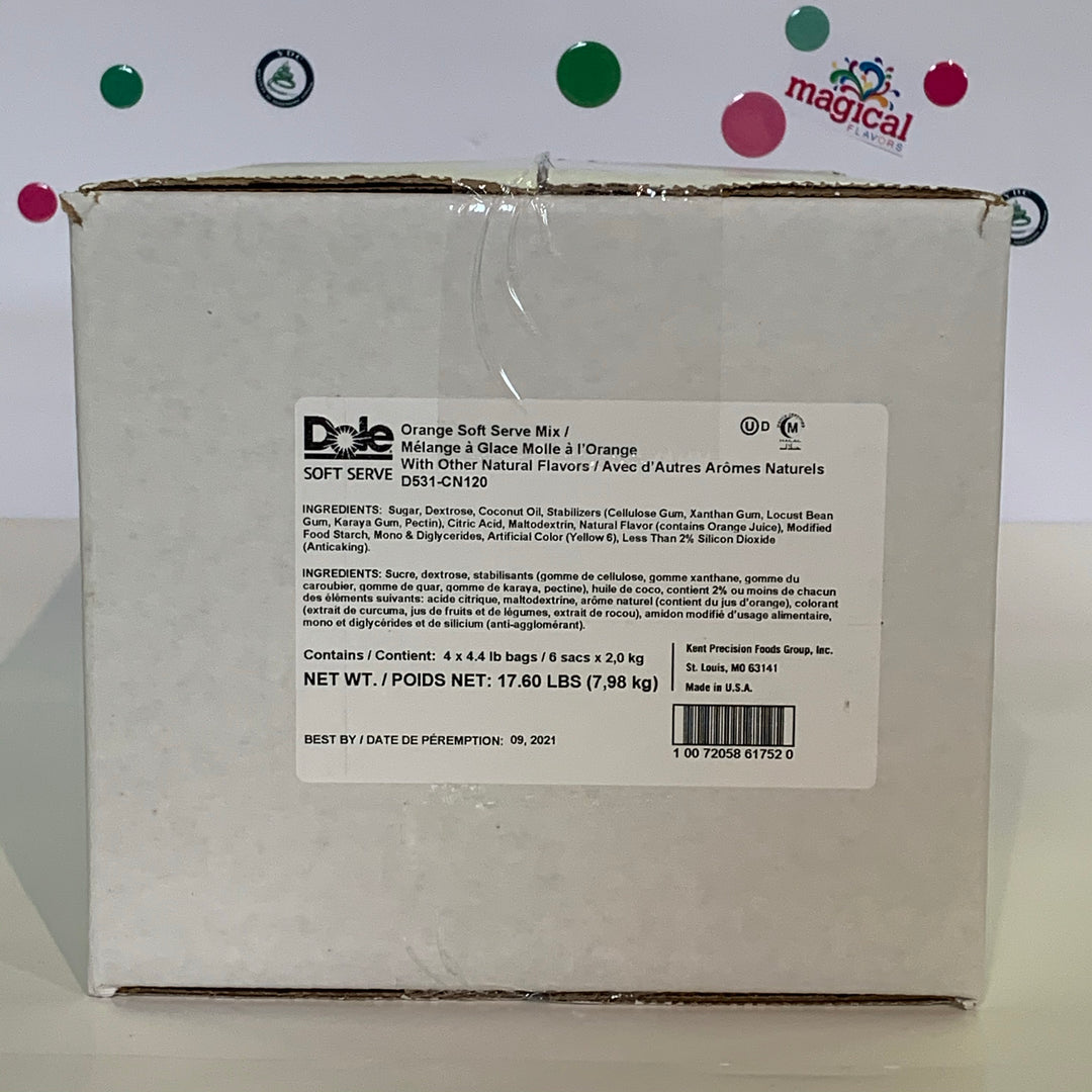Dole Orange Soft Serve Mix - 4,4 livres Sac - Caisse (4 sacs de 4,4 lb)