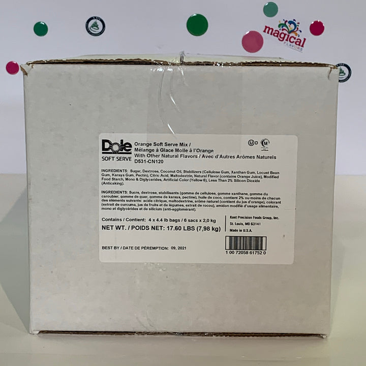 Dole Orange Soft Serve Mix - 4,4 livres Sac - Caisse (4 sacs de 4,4 lb)