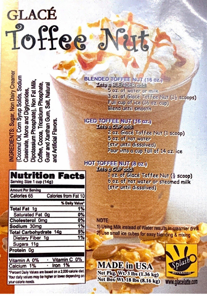 Toffee Nut (Caramel anglais) 4 en 1 Bubble Tea / Mélange Latte et Frappe