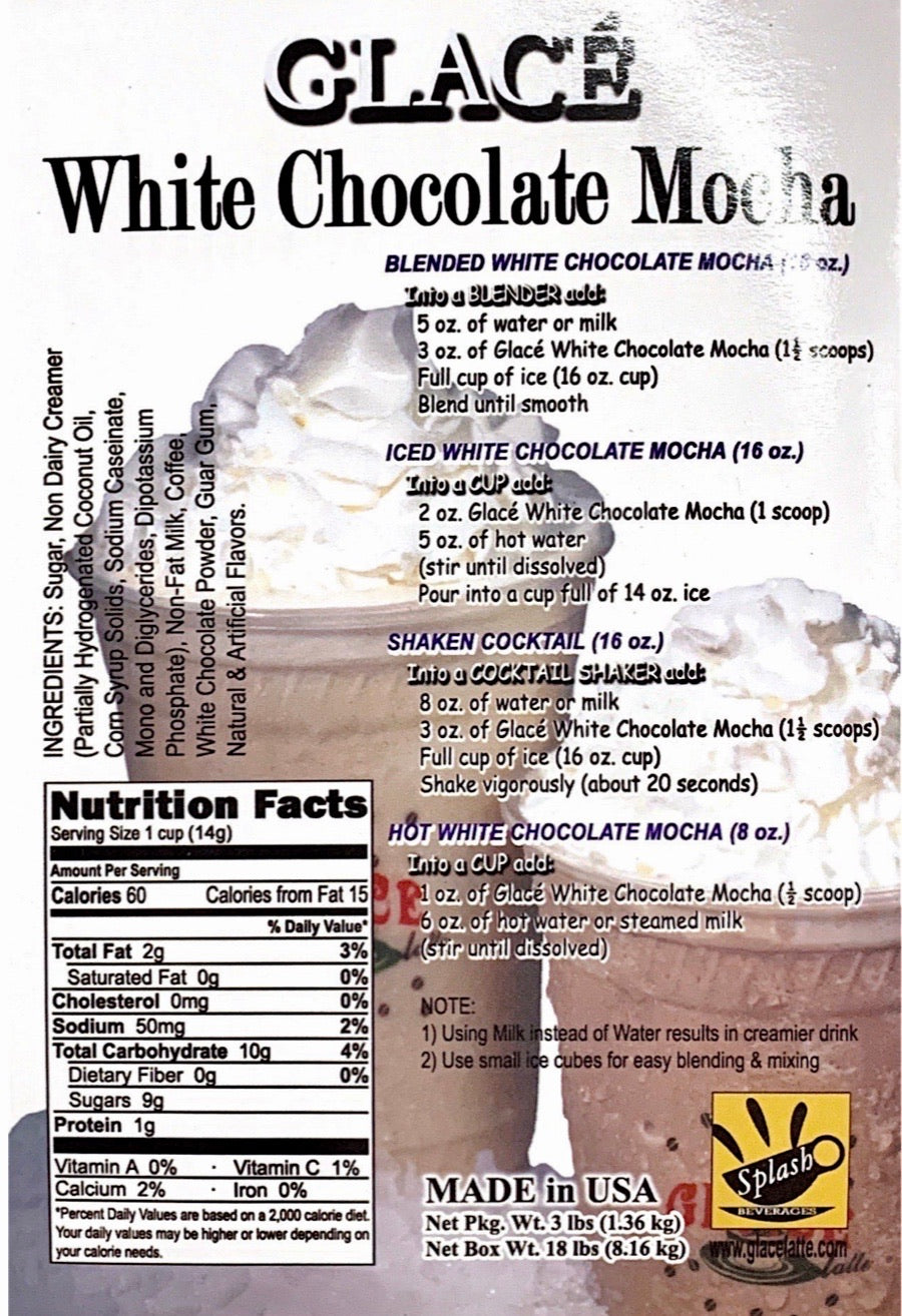 Chocolat Blanc Moka 4 en 1 Bubble Tea / Mélange Latte et Frappe