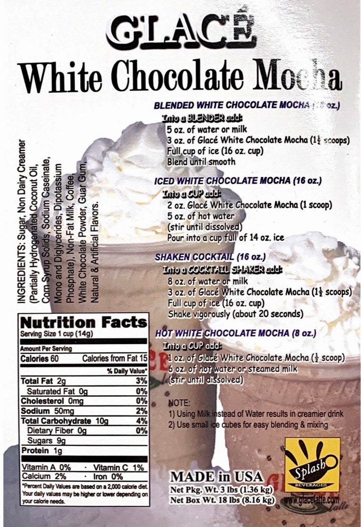 Chocolat Blanc Moka 4 en 1 Bubble Tea / Mélange Latte et Frappe