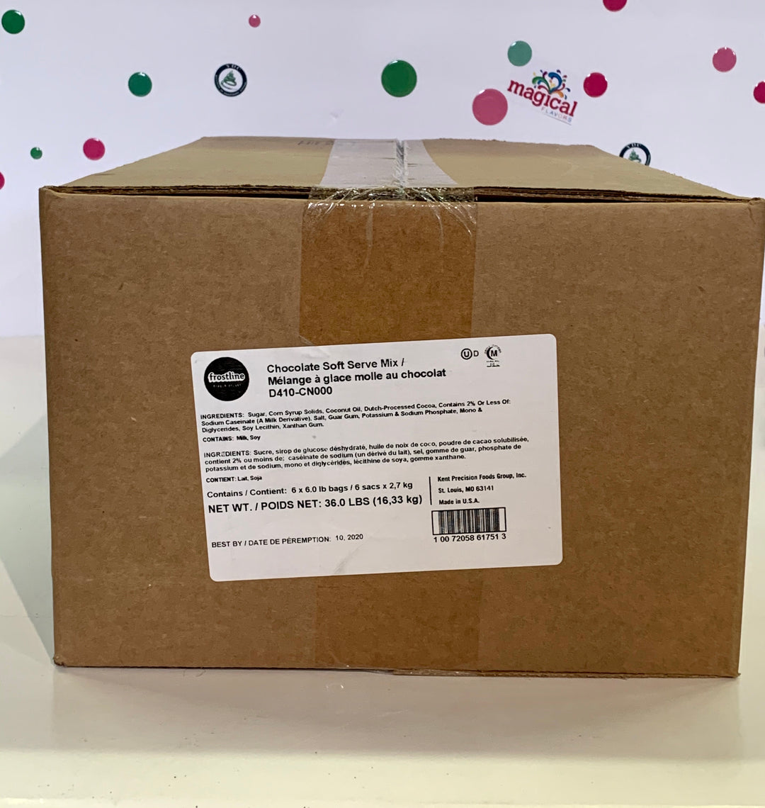 Mélange de crème glacée molle au chocolat Frostline - 6 livres Sac - Caisse (Sacs 6 X 6 lb)