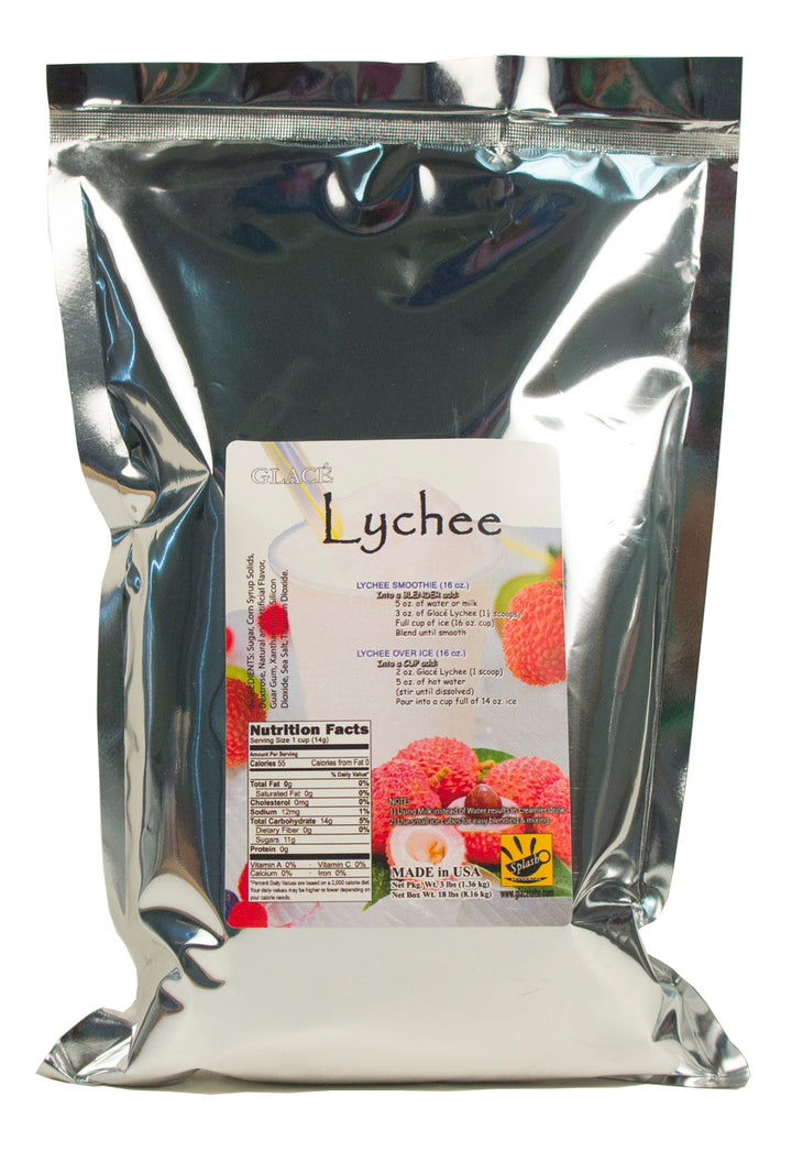 Lychee Mélange 4 en 1 pour Bubble Tea, Smoothies, Lattes et Frappes, 3 lbs. Sac (caisse 6 x 3 livres. Sacs) - Fabriqué aux États-Unis