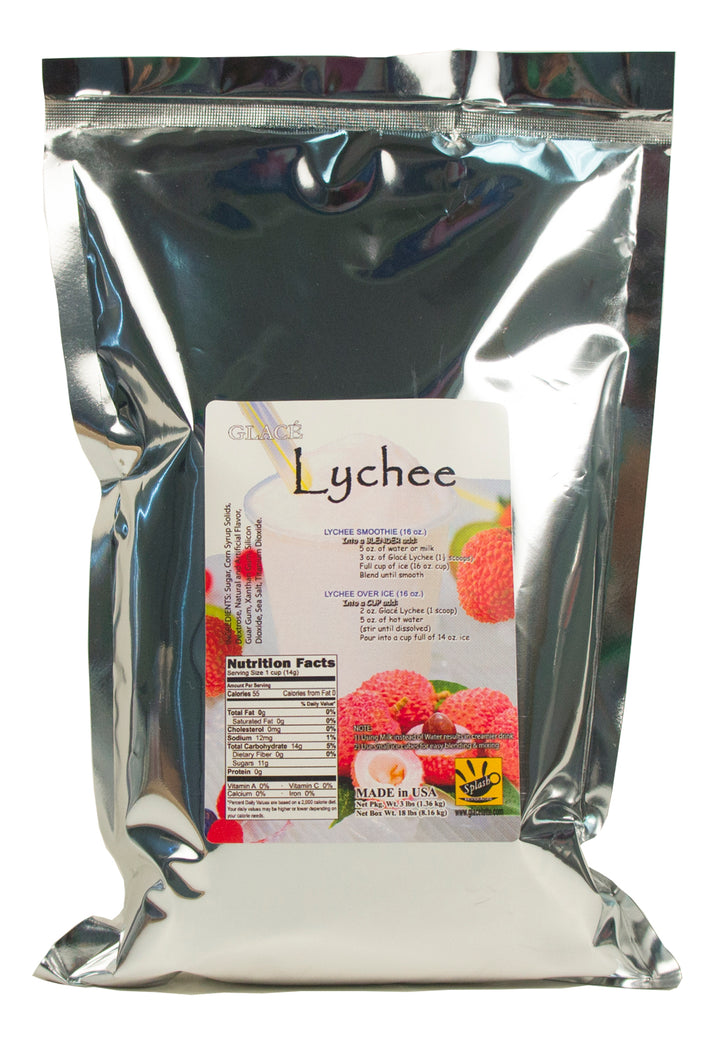 Lychee 4 in 1 Mix for Bubble Tea, Smoothies, Lattes and Frappes, 3 lbs. Bag (Case 6 x 3 lbs. Bags) - Made in the USA