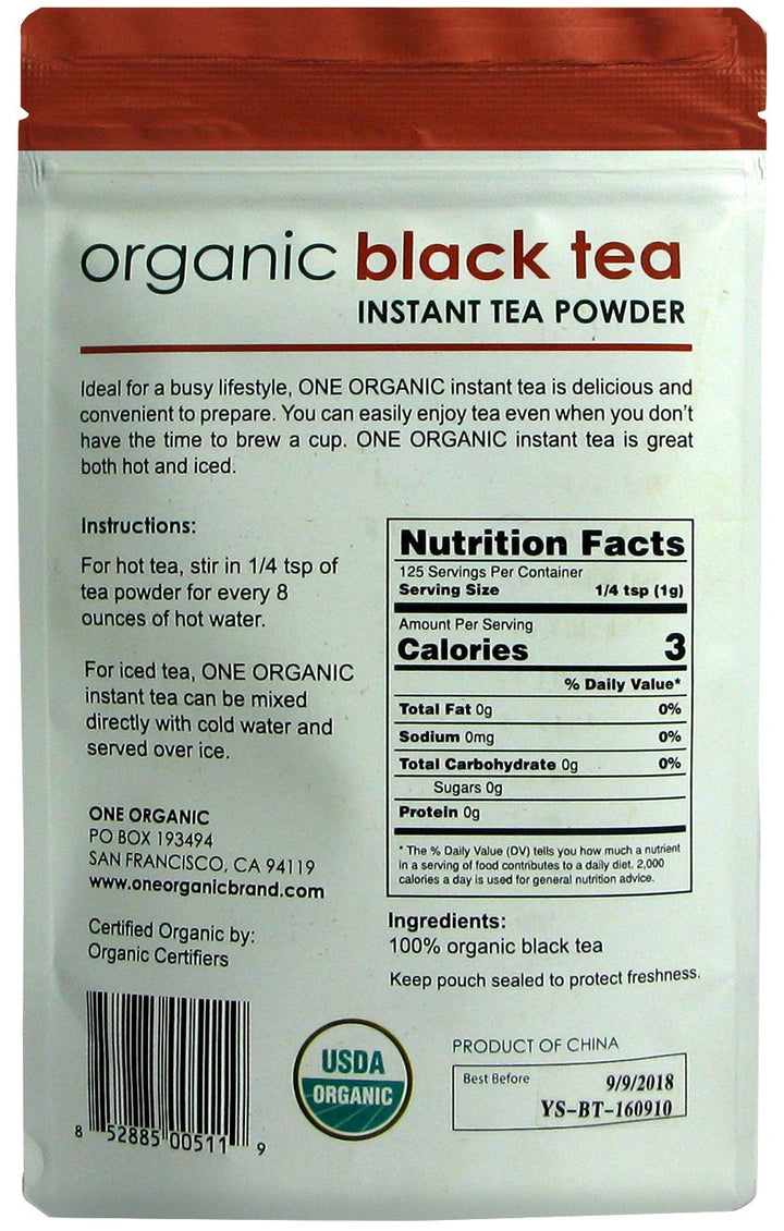 Thé noir instantané Premium Bio - sachet de 125 grammes (4,4 oz)