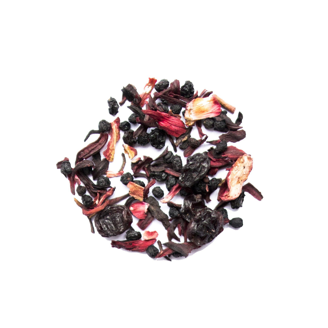 Leaves of Pyramid Tea Bags - Organic Elderberry Hibiscus Herbal Tea - Genuine Tea Company - Toronto - Canada