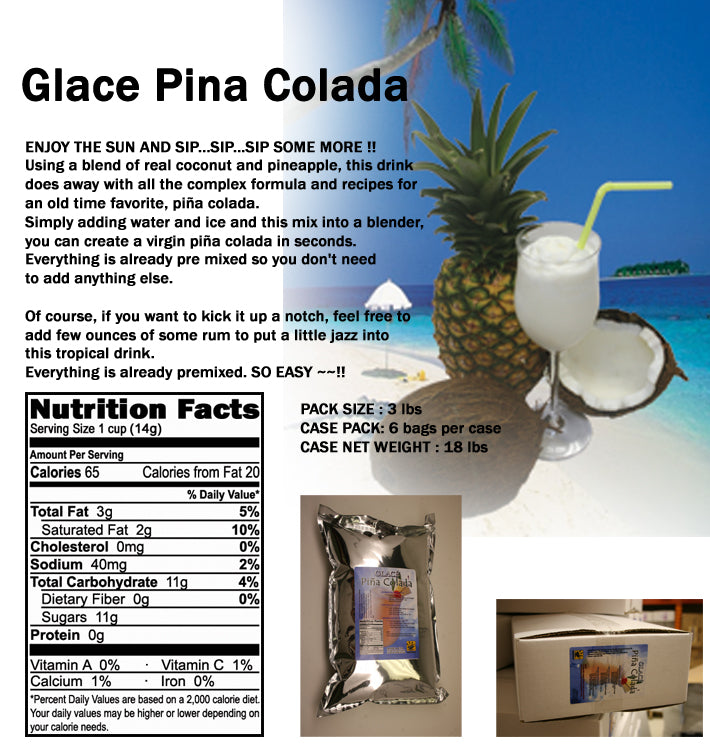 Pina Colada Mélange 4 en 1 pour Bubble Tea, Smoothies, Lattes et Frappes, 3 lbs. Sac (caisse 6 x 3 livres. Sacs) - Fabriqué aux États-Unis