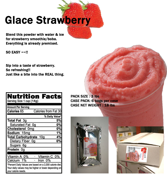 Fraise 4 en 1 Mix pour Bubble Tea, Smoothies, Lattes et Frappes, 3 livres. Sac (caisse 6 x 3 livres. Sacs) - Fabriqué aux États-Unis