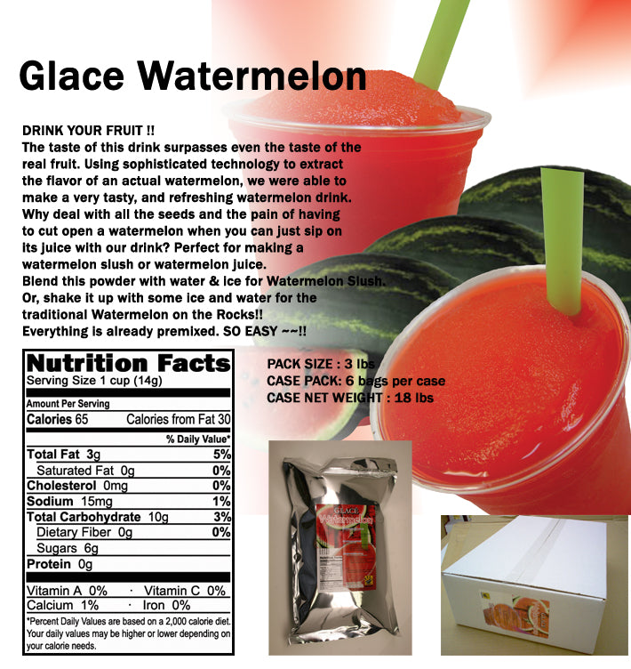 Watermelon 4 in 1 Mix for Bubble Tea, Smoothies, Lattes and Frappes, 3 lbs. Bag (Case 6 x 3 lbs. Bags) - Made in the USA