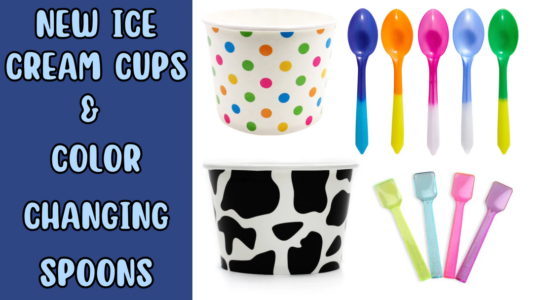 New Printed Ice Cream Cups & Magical Colour Changing Spoons