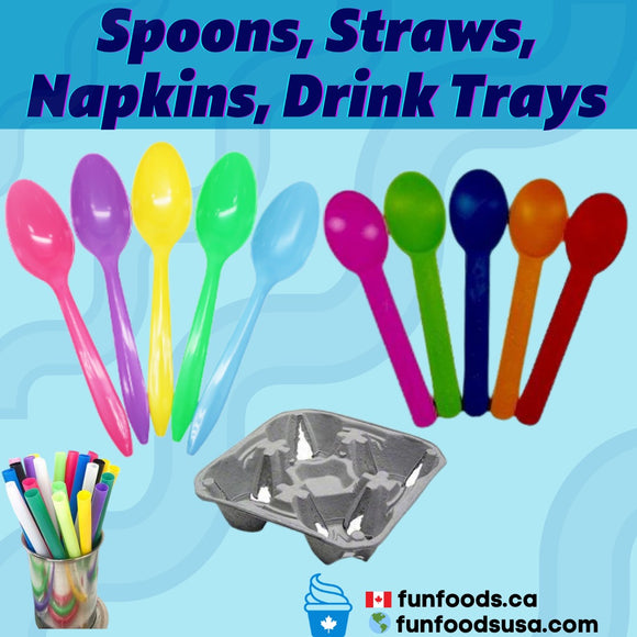 Spoons Straws Napkins Drink Trays